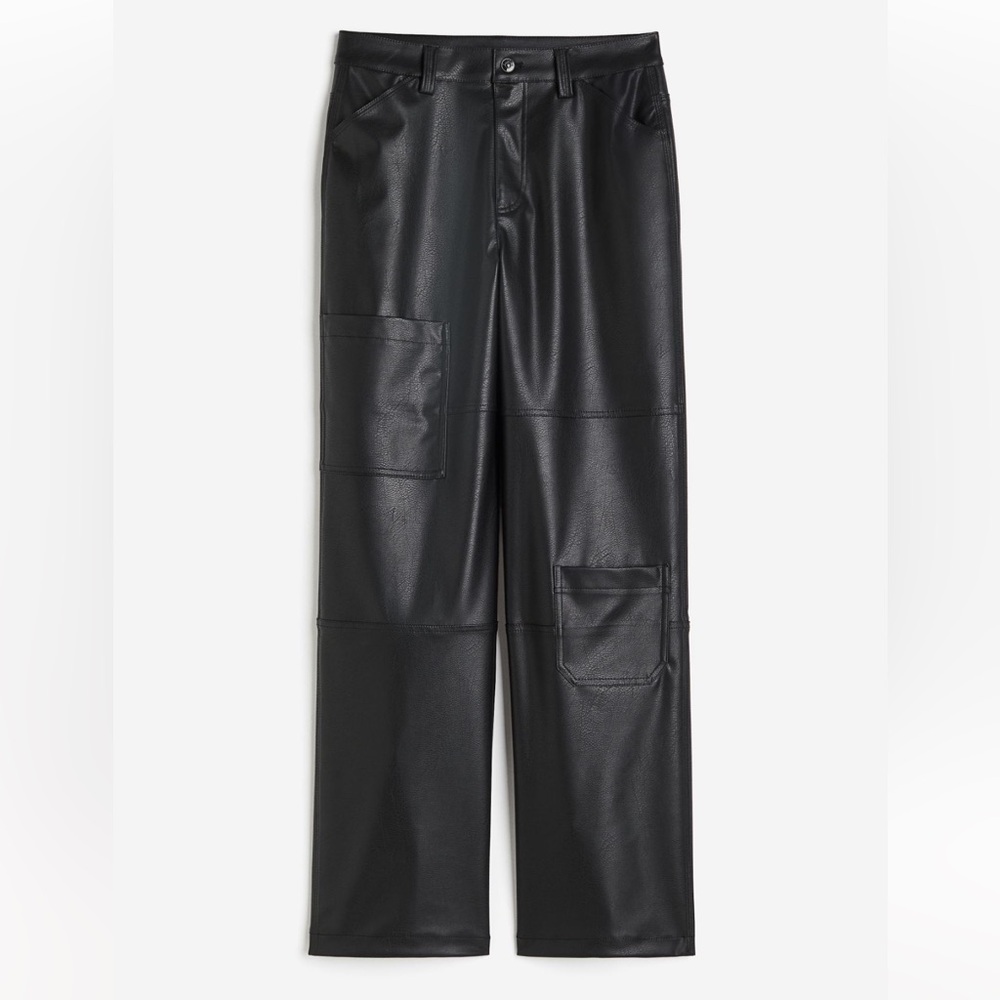 H&M Vegan Leather Cargo Pants